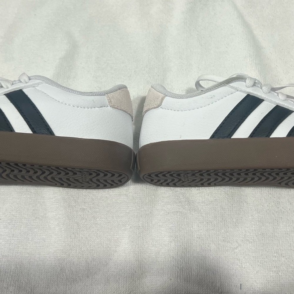 12 toddler Adidas Kids White and Black Sneakers with Tan Accents - Picture 6 of 10